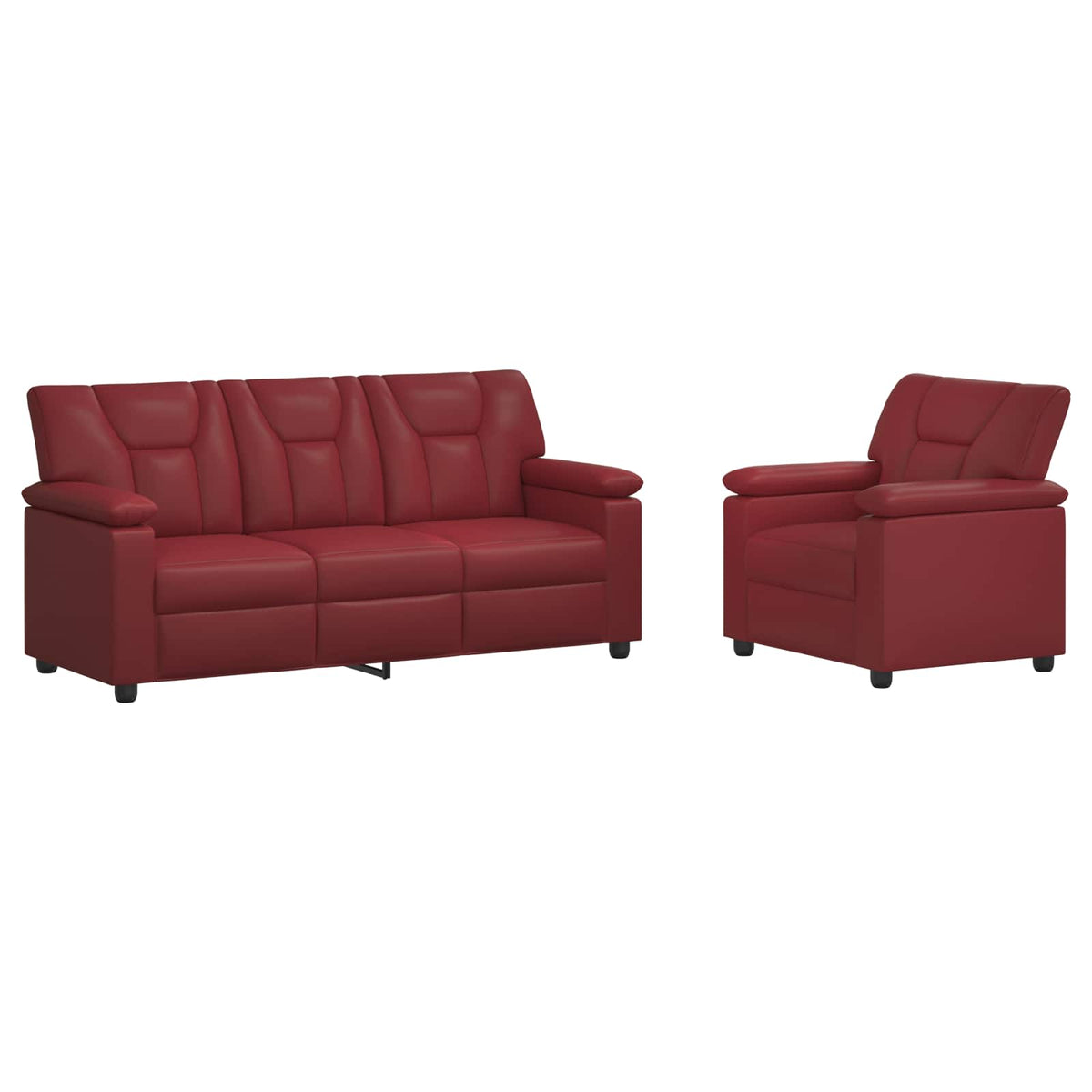 Set sofe 2 pcs Vinska crvena Umjetna koža