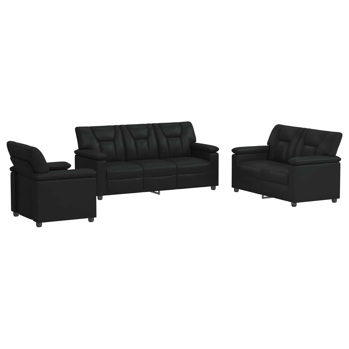Set sofe 3 pcs Crna Umjetna koža