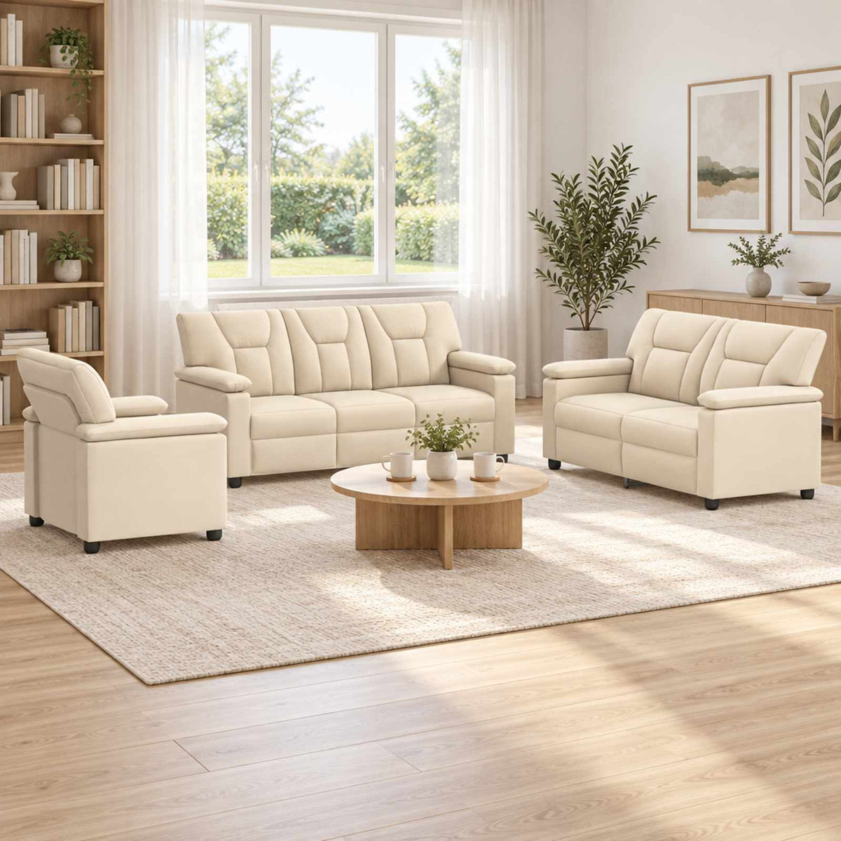 Set sofe 3 pcs Krem Umjetna koža