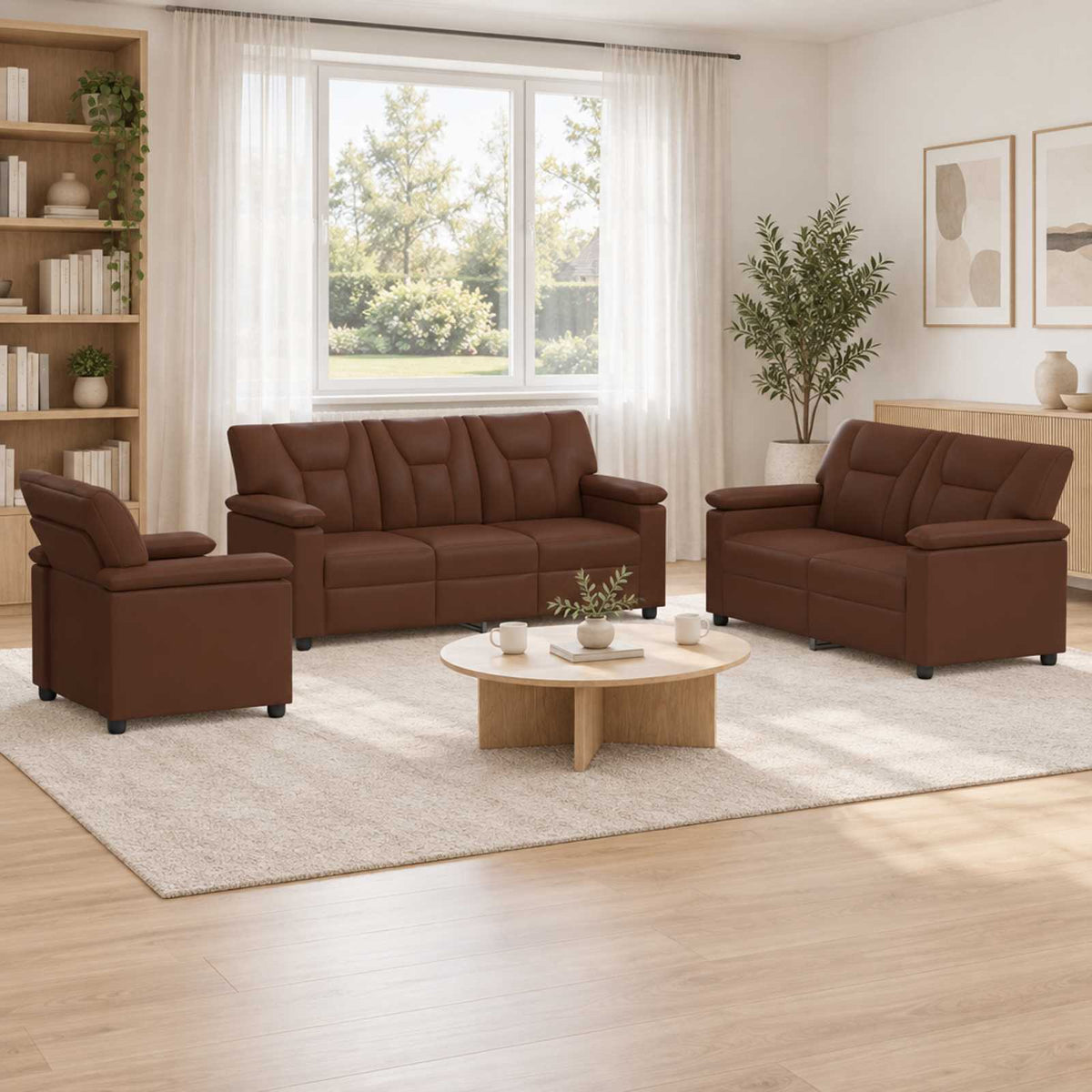 Set sofe 3 pcs Smeđa Umjetna koža