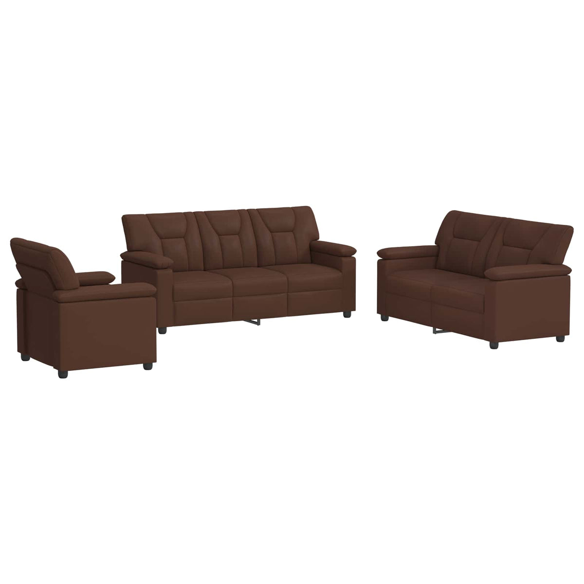 Set sofe 3 pcs Smeđa Umjetna koža