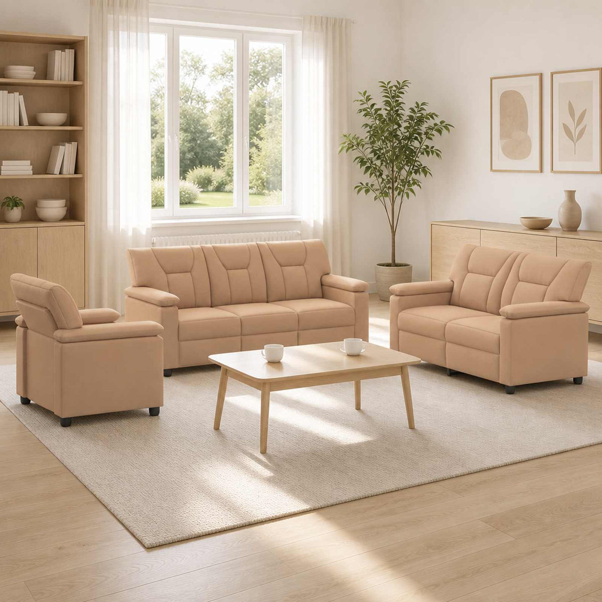 Set sofe 3 pcs Boja cappuccina Umjetna koža