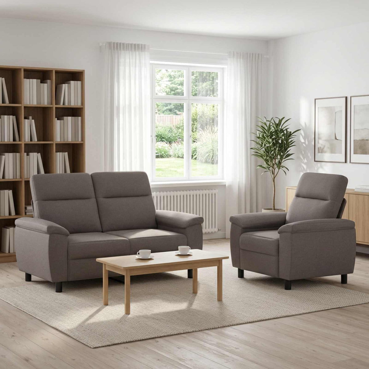 Set sofe 2 pcs Sivosmeđa Tkanina