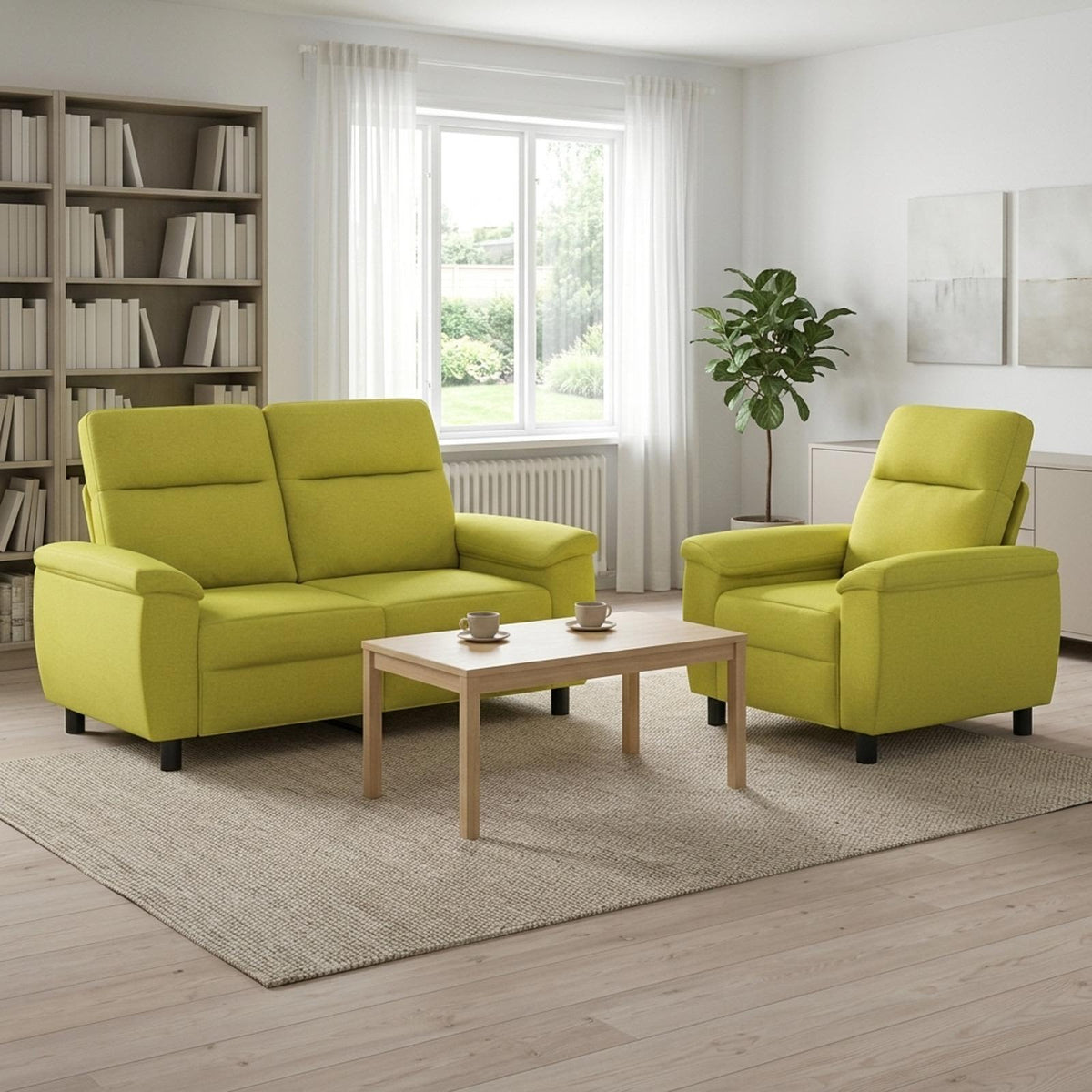 Set sofe 2 pcs Svijetlo zelena Tkanina