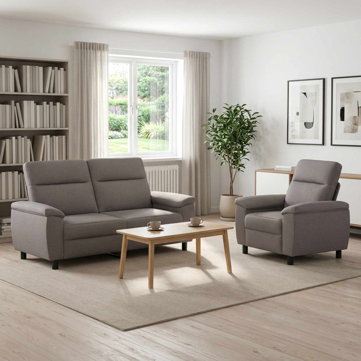 Set sofe 2 pcs Sivosmeđa Tkanina
