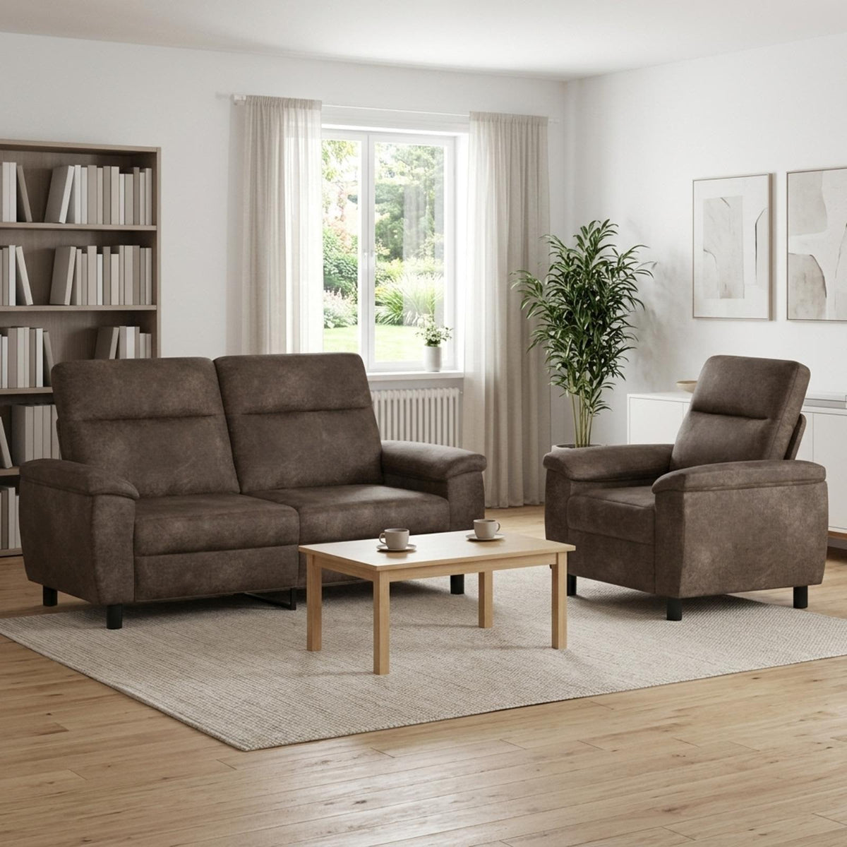 Set sofe 2 pcs Tamnosiva Umetnička suknja koža
