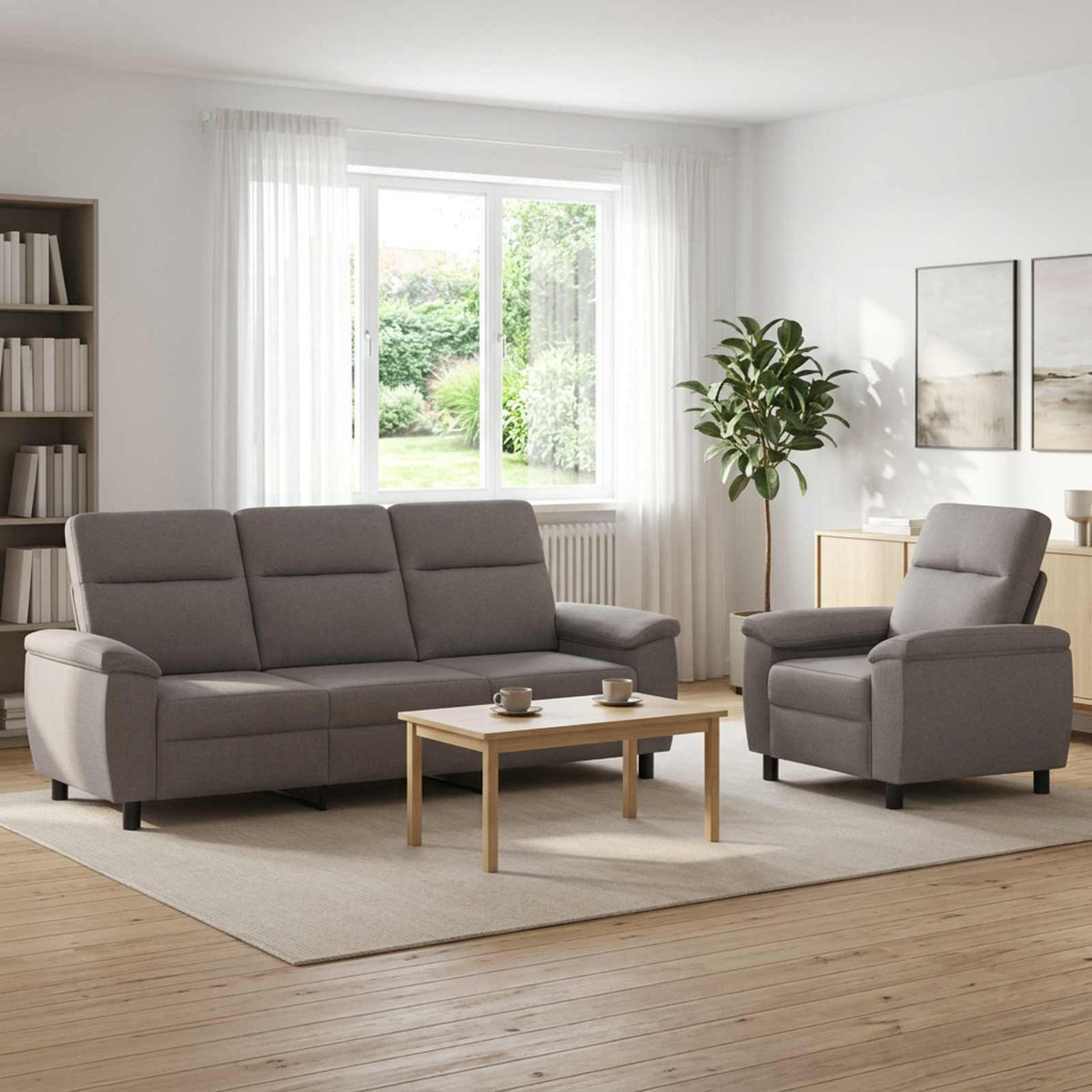 Set sofe 2 pcs Sivosmeđa Tkanina