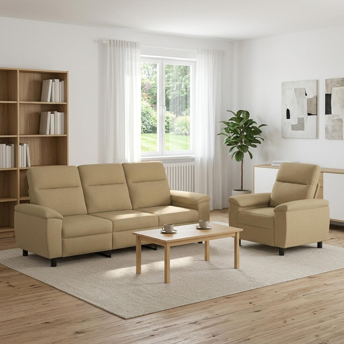 Set sofe 2 pcs Svijetlosmeđa Tkanina