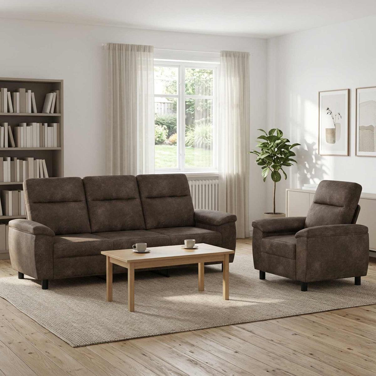Set sofe 2 pcs Tamnosiva Umetnička suknja koža