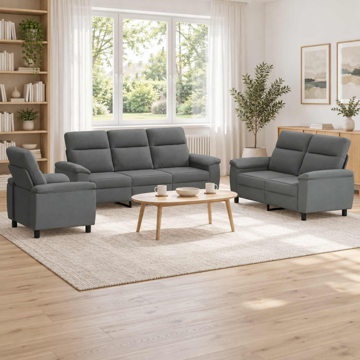 Set sofe 3 pcs Tamnosiva Tkanina