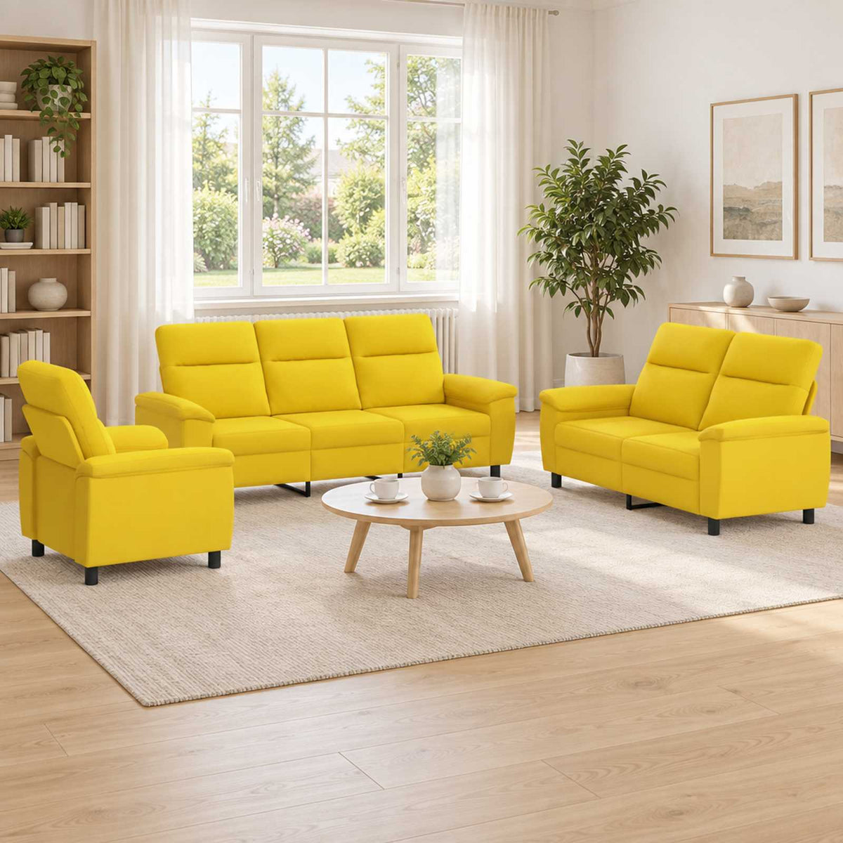 Set sofe 3 pcs Svijetlo žuta Tkanina