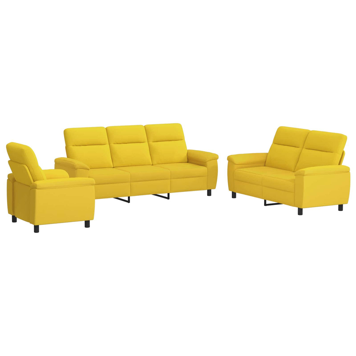 Set sofe 3 pcs Svijetlo žuta Tkanina
