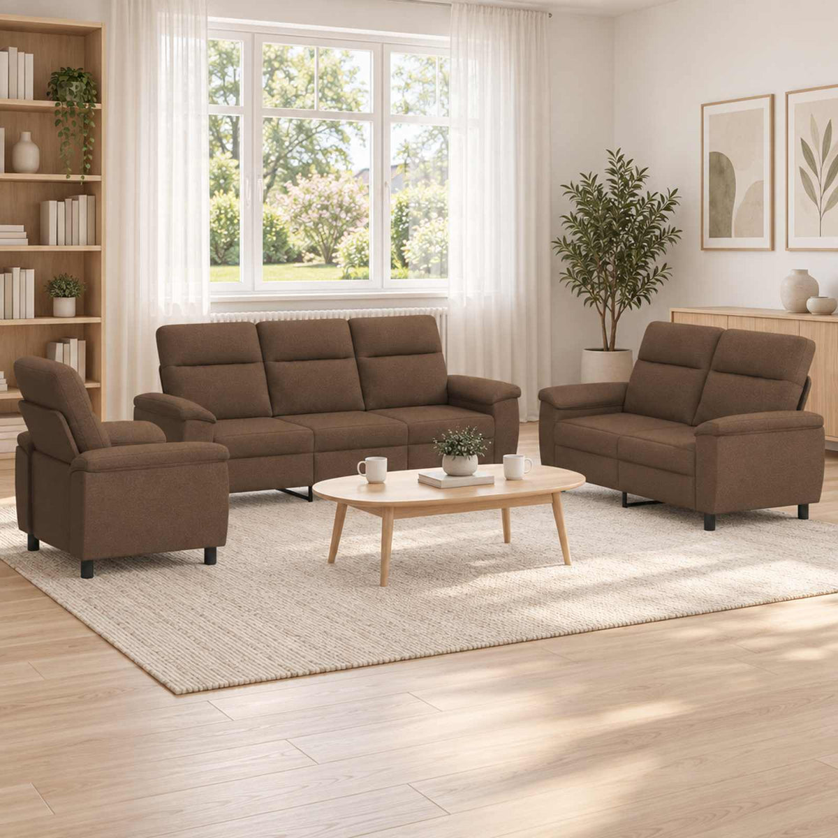 Set sofe 3 pcs Smeđa Tkanina