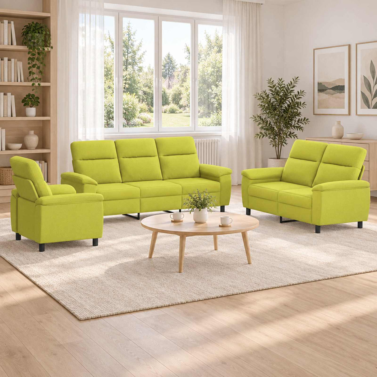 Set sofe 3 pcs Svijetlo zelena Tkanina