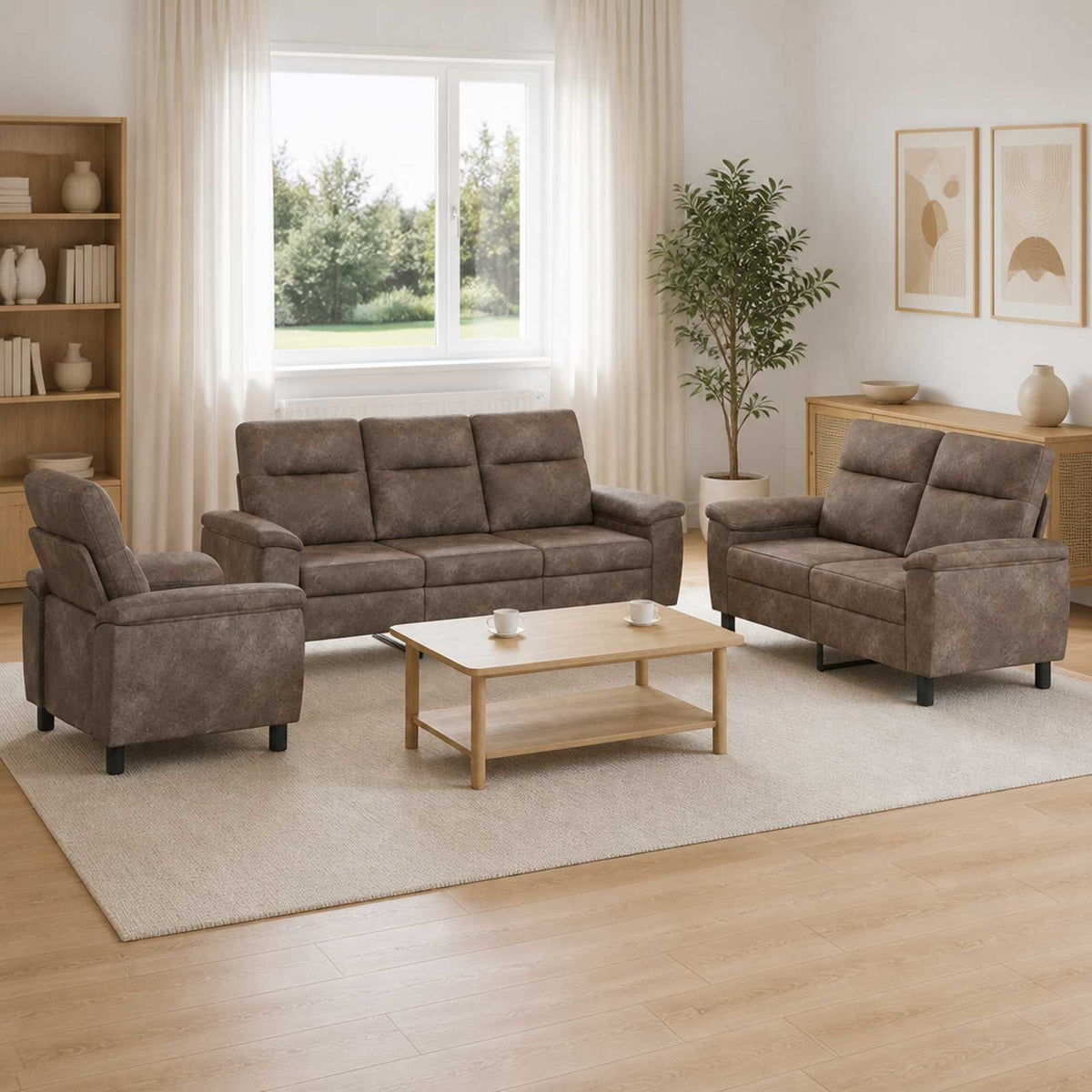 Set sofe 3 pcs Tamnosiva Umetnička suknja koža