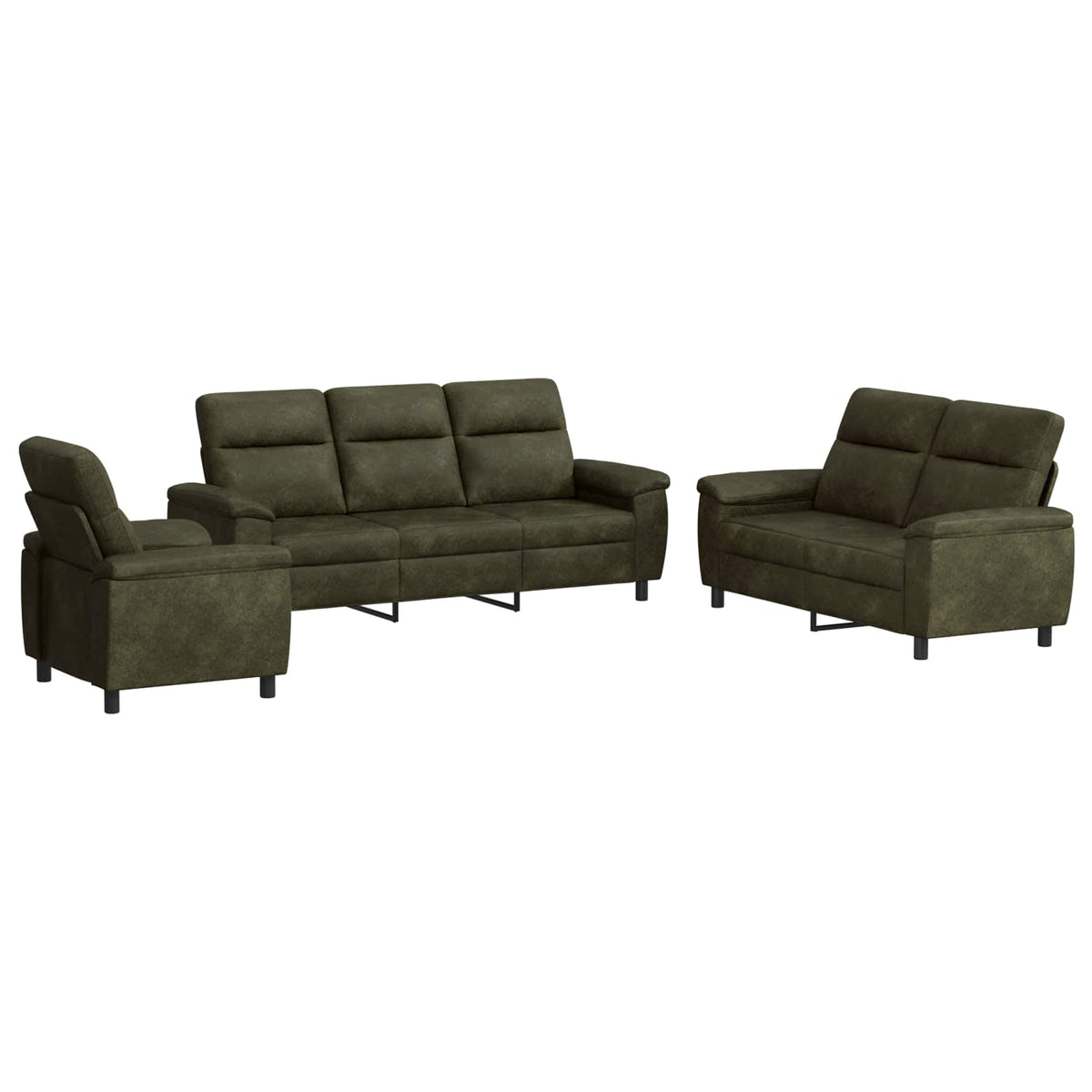 Set sofe 3 pcs Maslinasto zelena Umetnička suknja koža