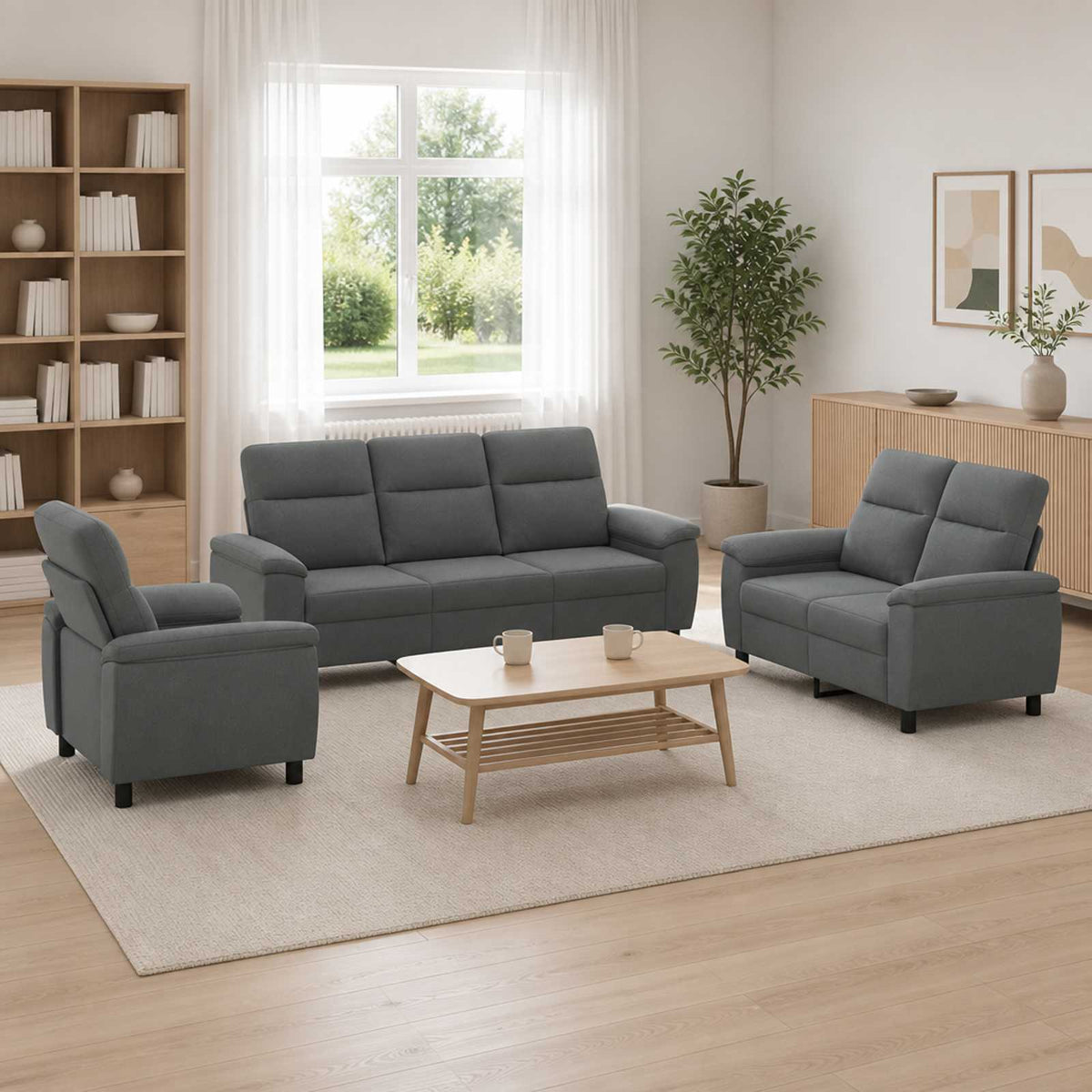Set sofe 3 pcs Tamnosiva Tkanina