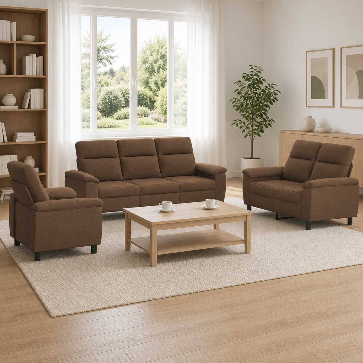 Set sofe 3 pcs Smeđa Tkanina