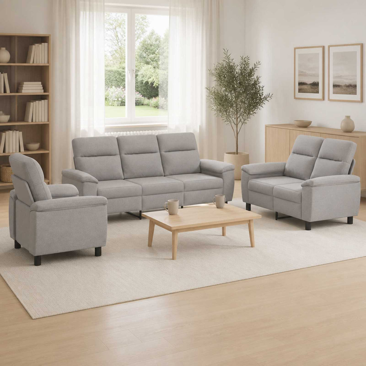 Set sofe 3 pcs Oblačnosiva Tkanina