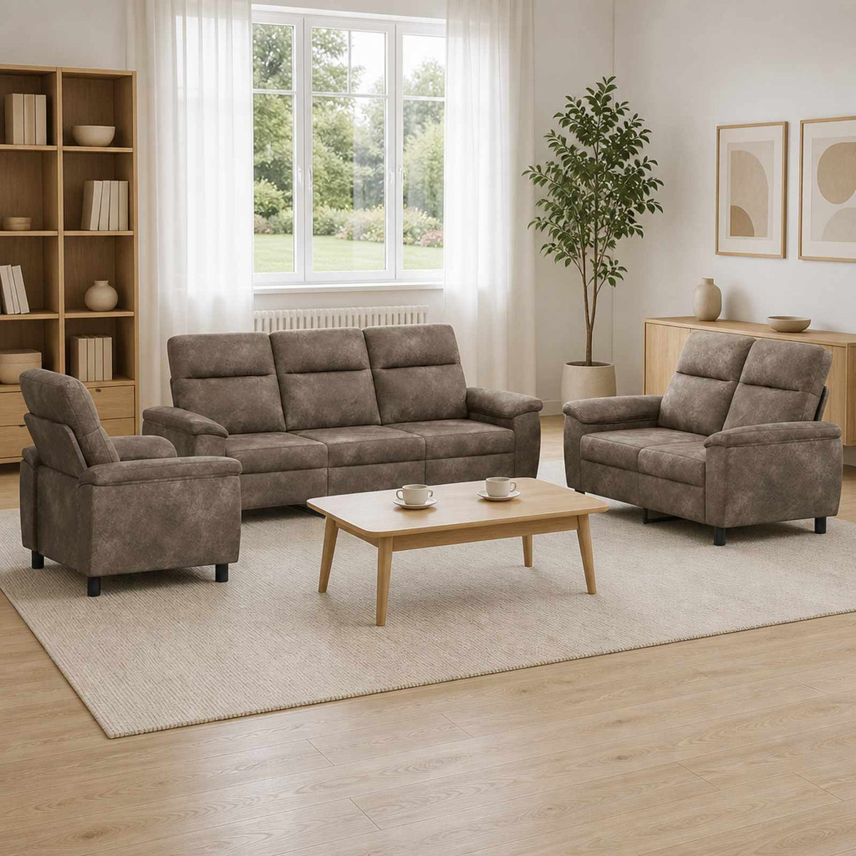 Set sofe 3 pcs Svjetlosiva Umetnička suknja koža