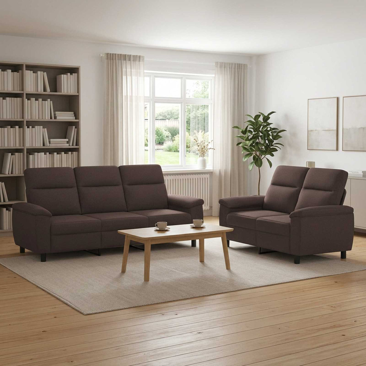 Set sofe 2 pcs Tamno smeđa Tkanina