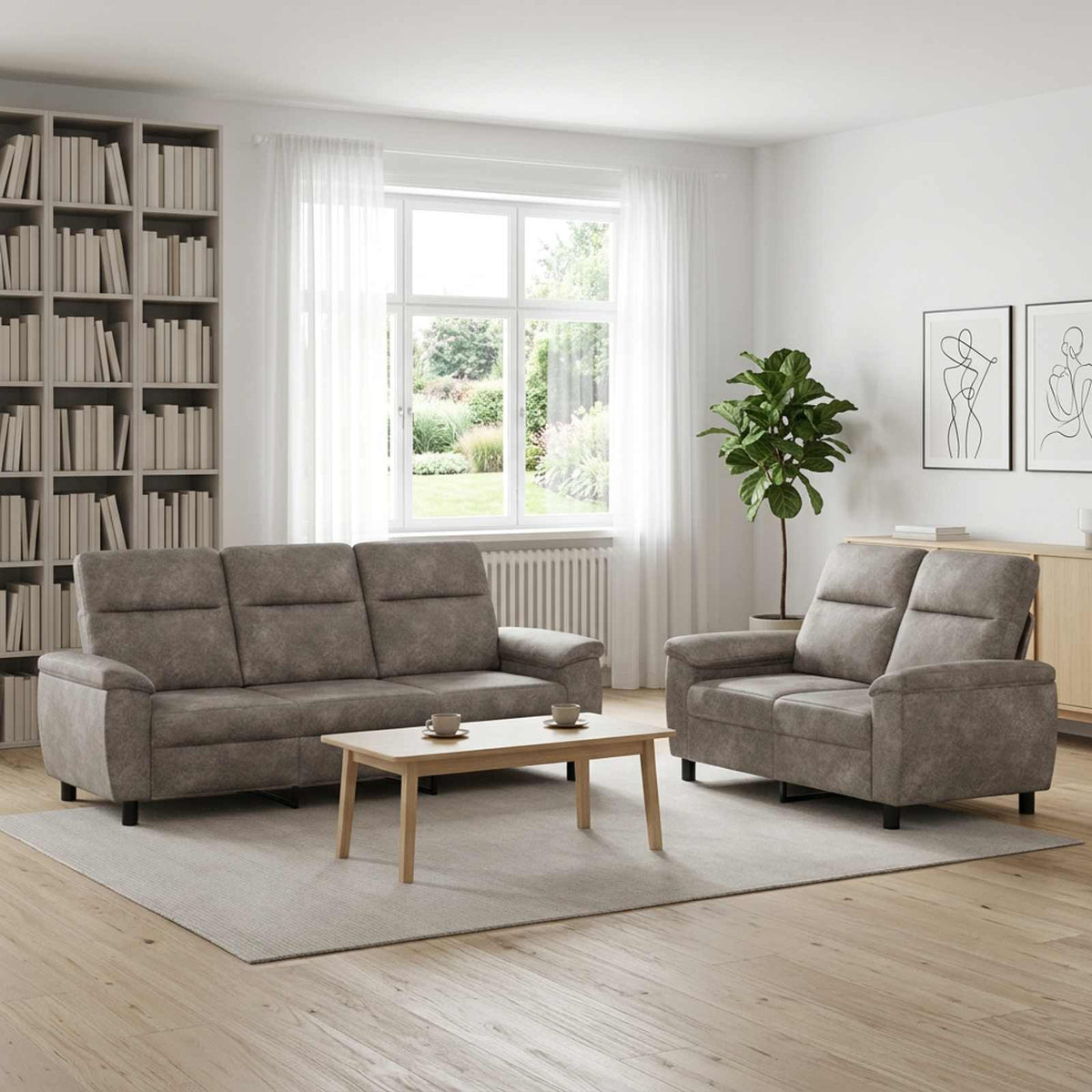 Set sofe 2 pcs Svjetlosiva Umetnička suknja koža