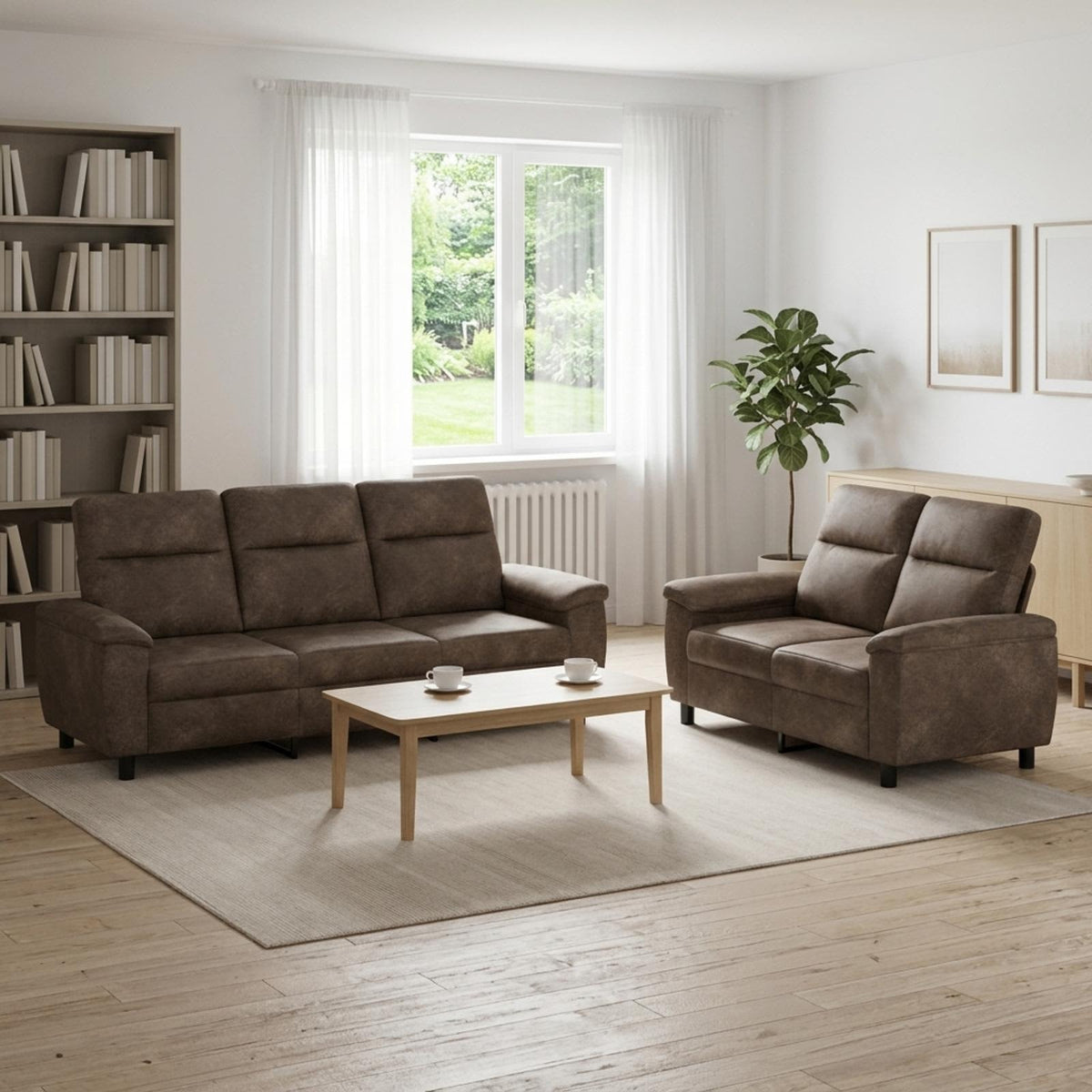 Set sofe 2 pcs Tamnosiva Umetnička suknja koža