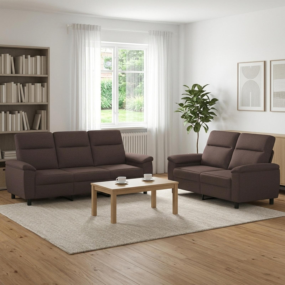 Set sofe 2 pcs Tamno smeđa Tkanina