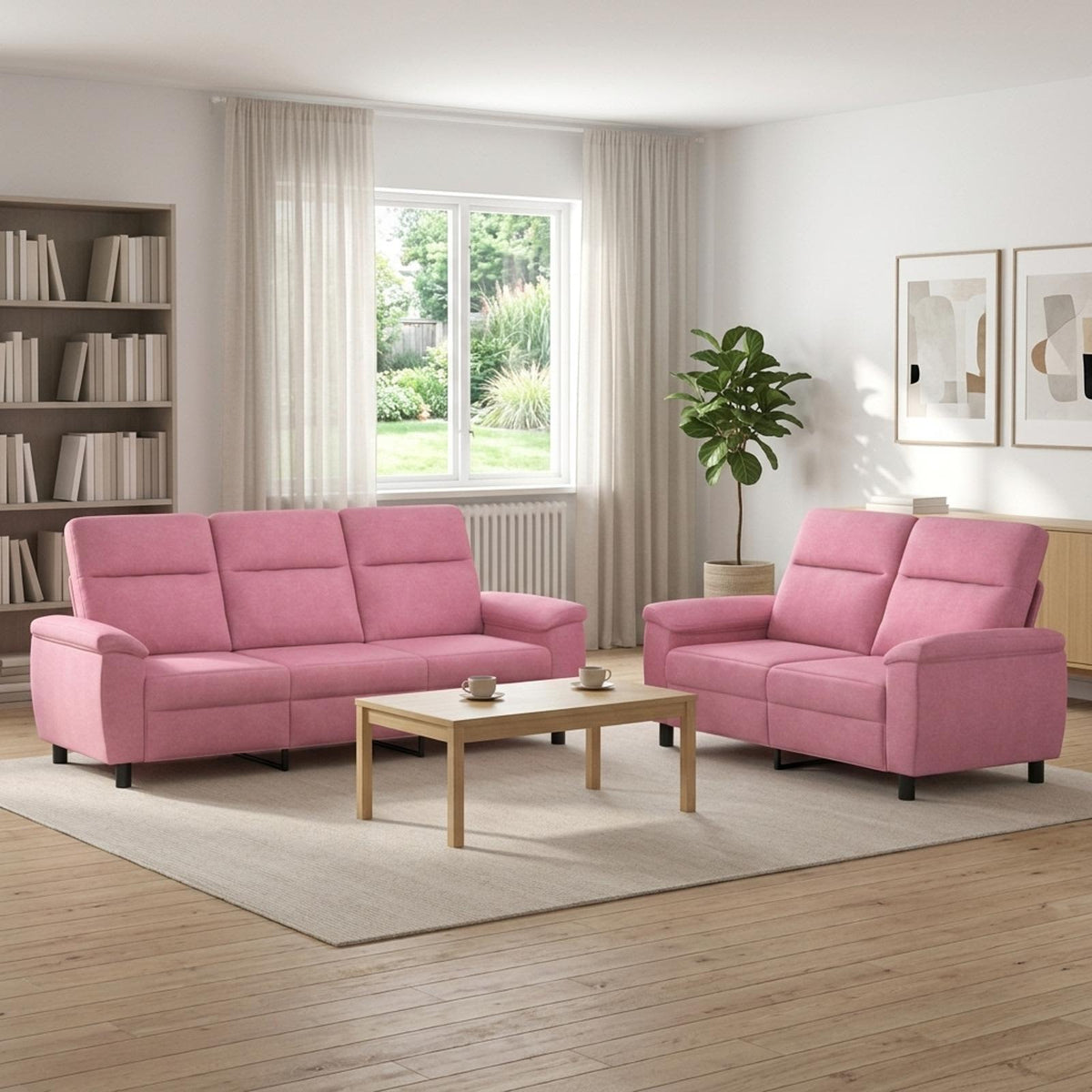 Set sofe 2 pcs Ružičasta Tkanina