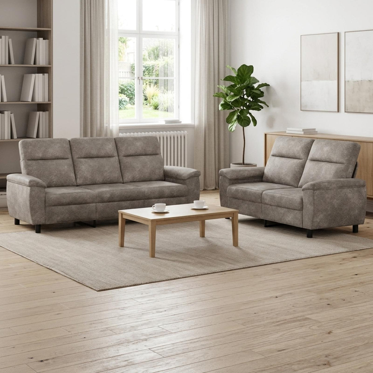 Set sofe 2 pcs Svjetlosiva Umetnička suknja koža