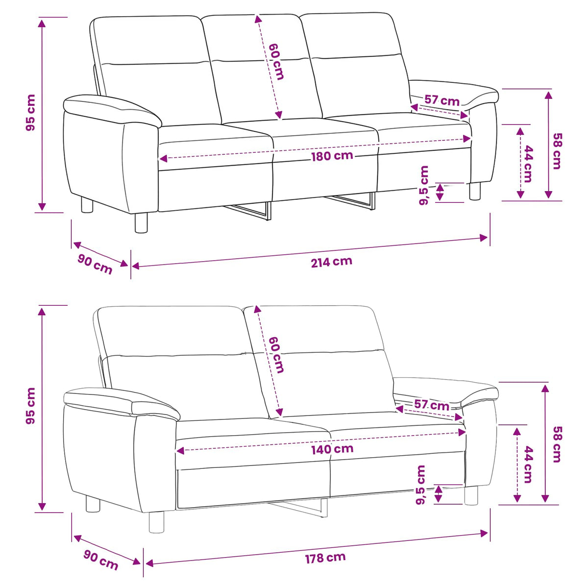 Set sofe 2 pcs Maslinasto zelena Umetnička suknja koža