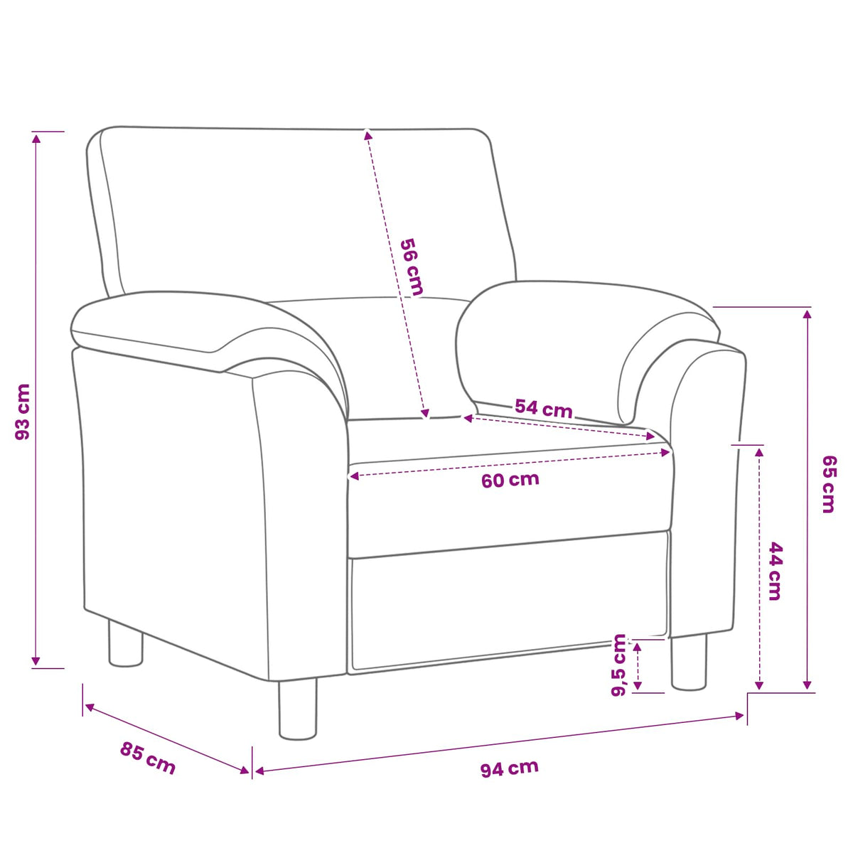 Sofa Ružičasta 94 x 85 x 93 cm Baršun
