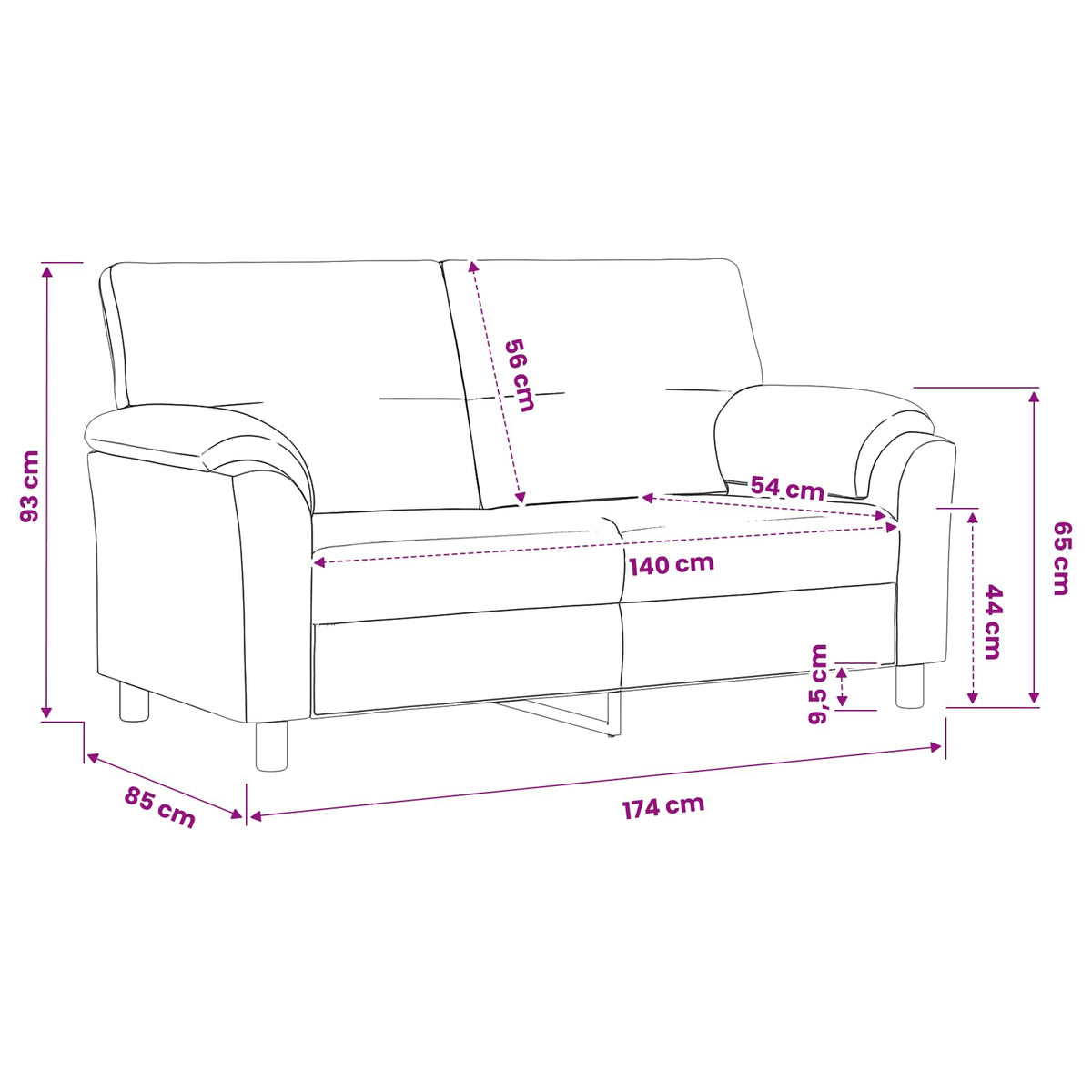 Sofa Žuta 174 x 85 x 93 cm Baršun