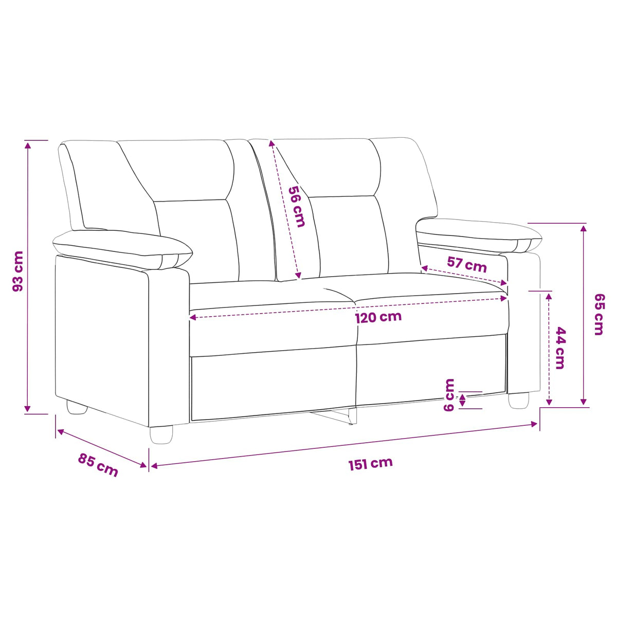 Sofa Crna 151 x 85 x 93 cm Umjetna koža