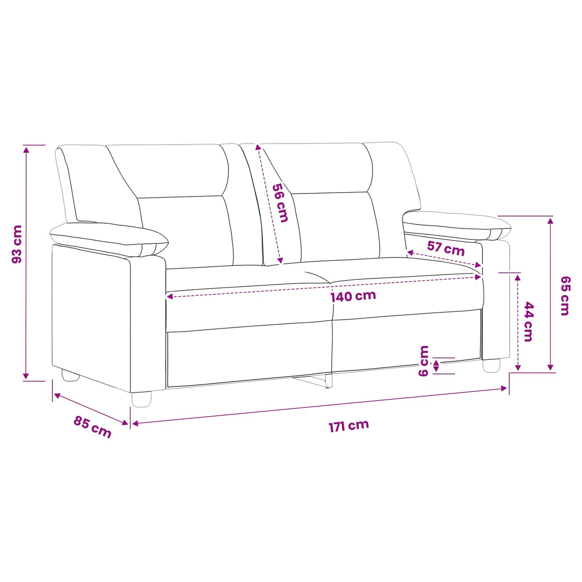 Sofa Krem 171 x 85 x 93 cm Umjetna koža