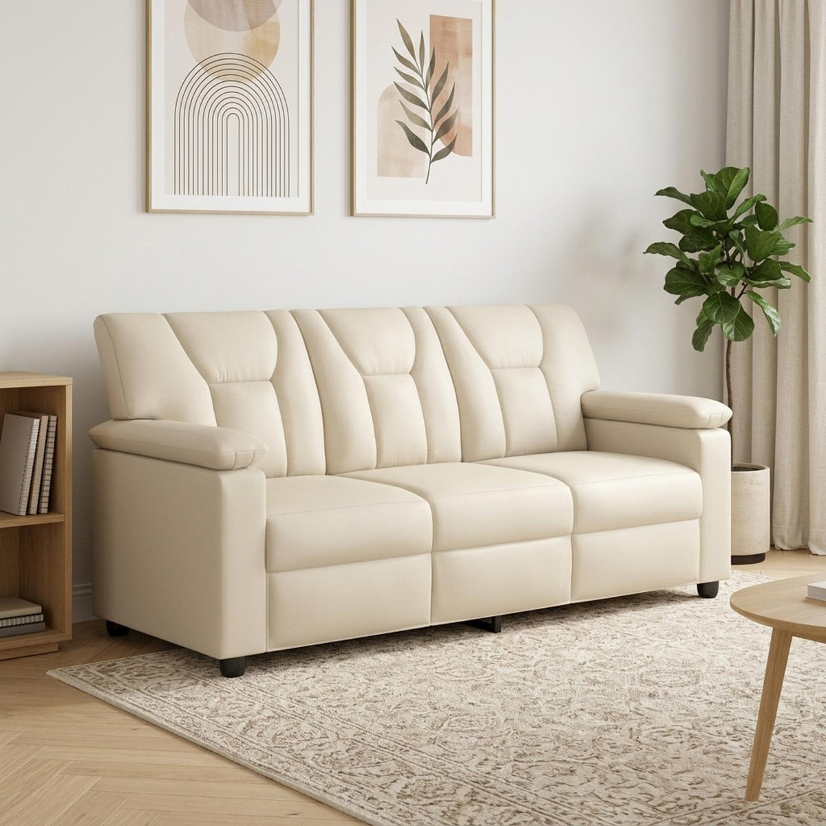 Sofa Krem 191 x 85 x 93 cm Umjetna koža