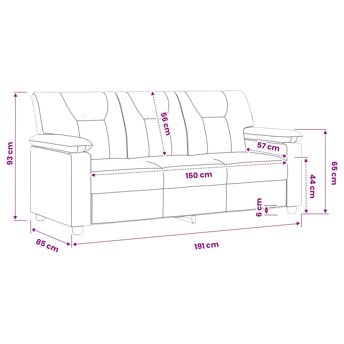 Sofa Bijela 191 x 85 x 93 cm Umjetna koža