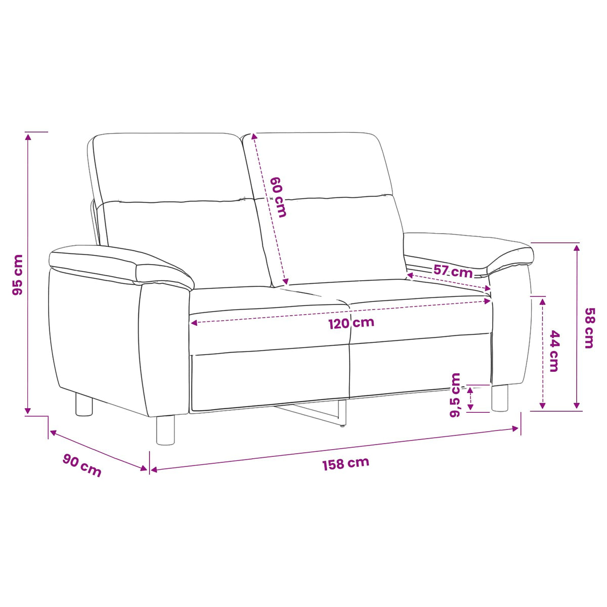Sofa Svijetlo zelena 158 x 90 x 95 cm Tkanina