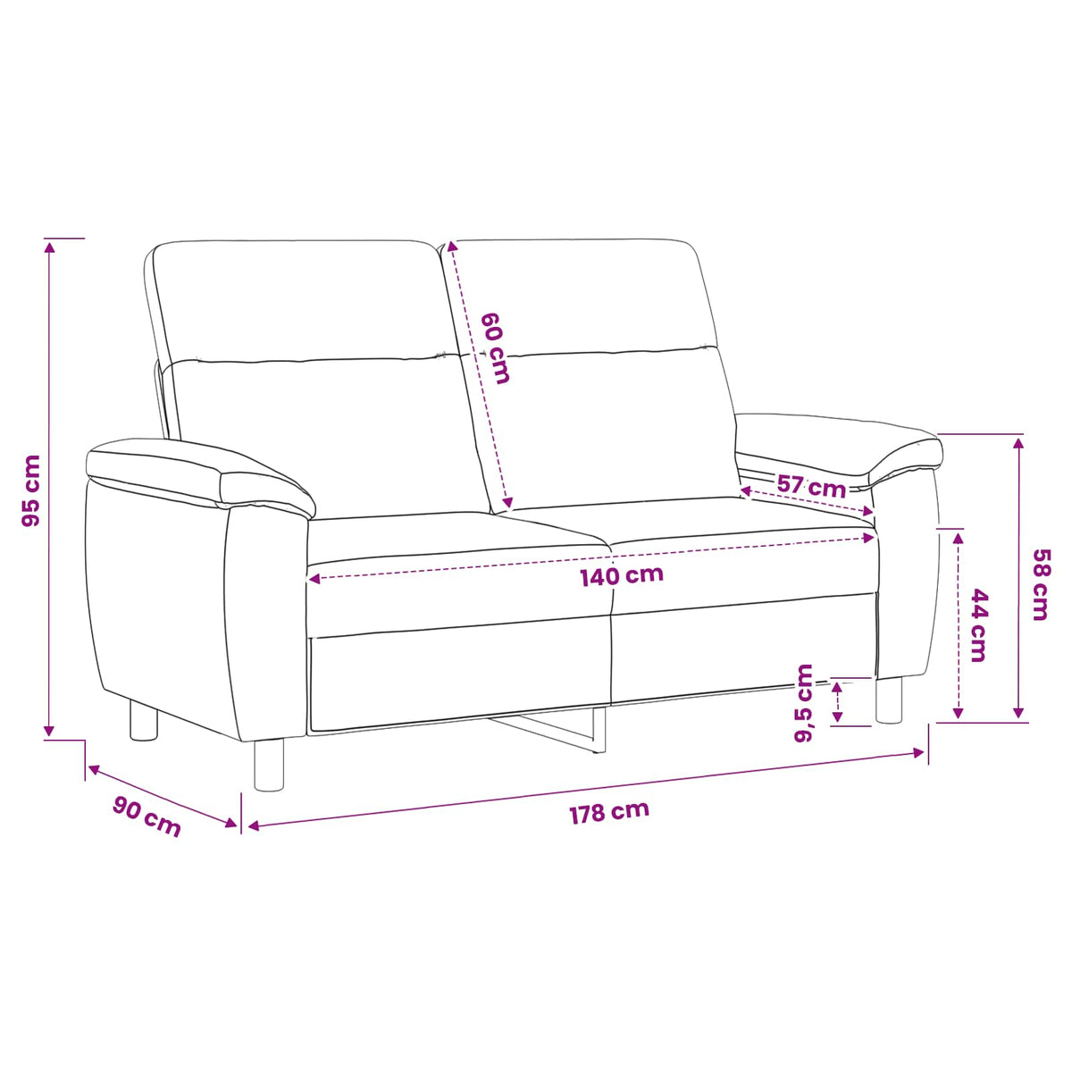 Sofa Bijela 178 x 90 x 95 cm Tkanina