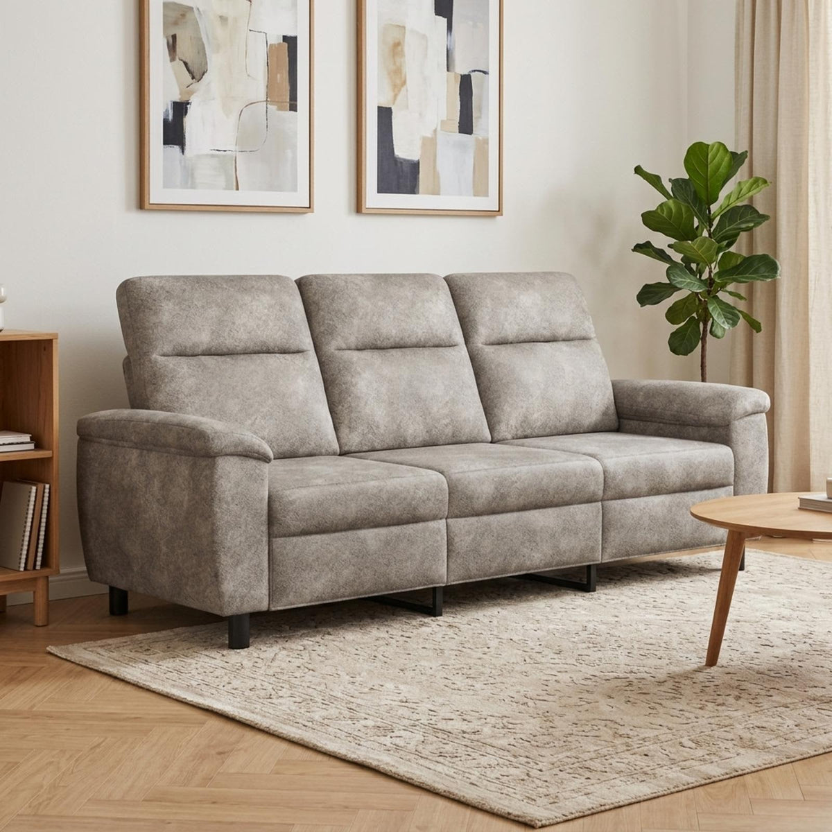Sofa Svjetlosiva 214 x 90 x 95 cm Umetnička suknja koža