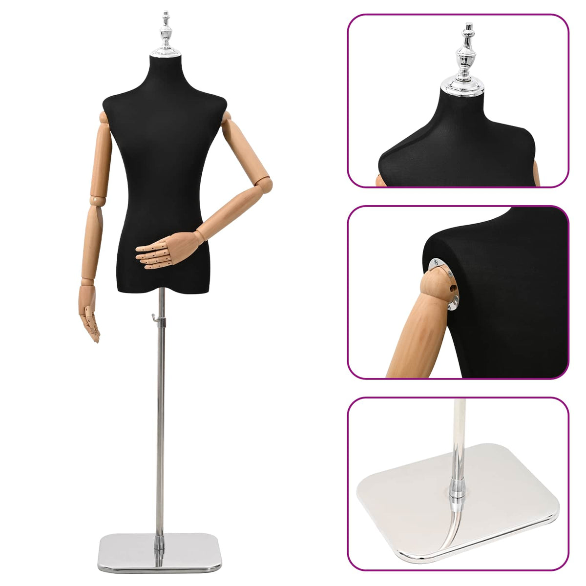 Podesivi maneken 165-213 cm s postoljem Žena PP Crna