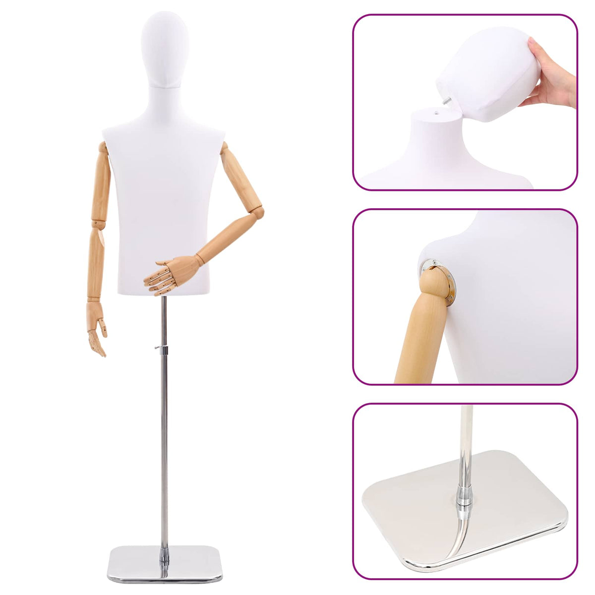 Podesiva lutka 170-218 cm s postoljem Muškarac PP Bijela