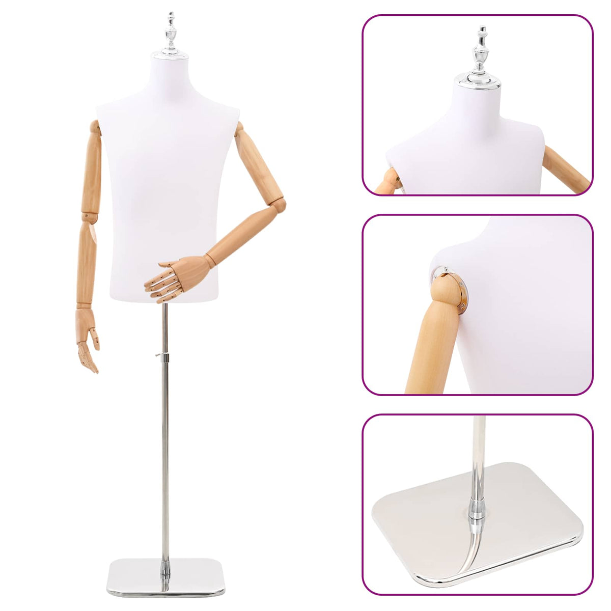 Podesiva lutka 170-218 cm s postoljem Muškarac PP Bijela