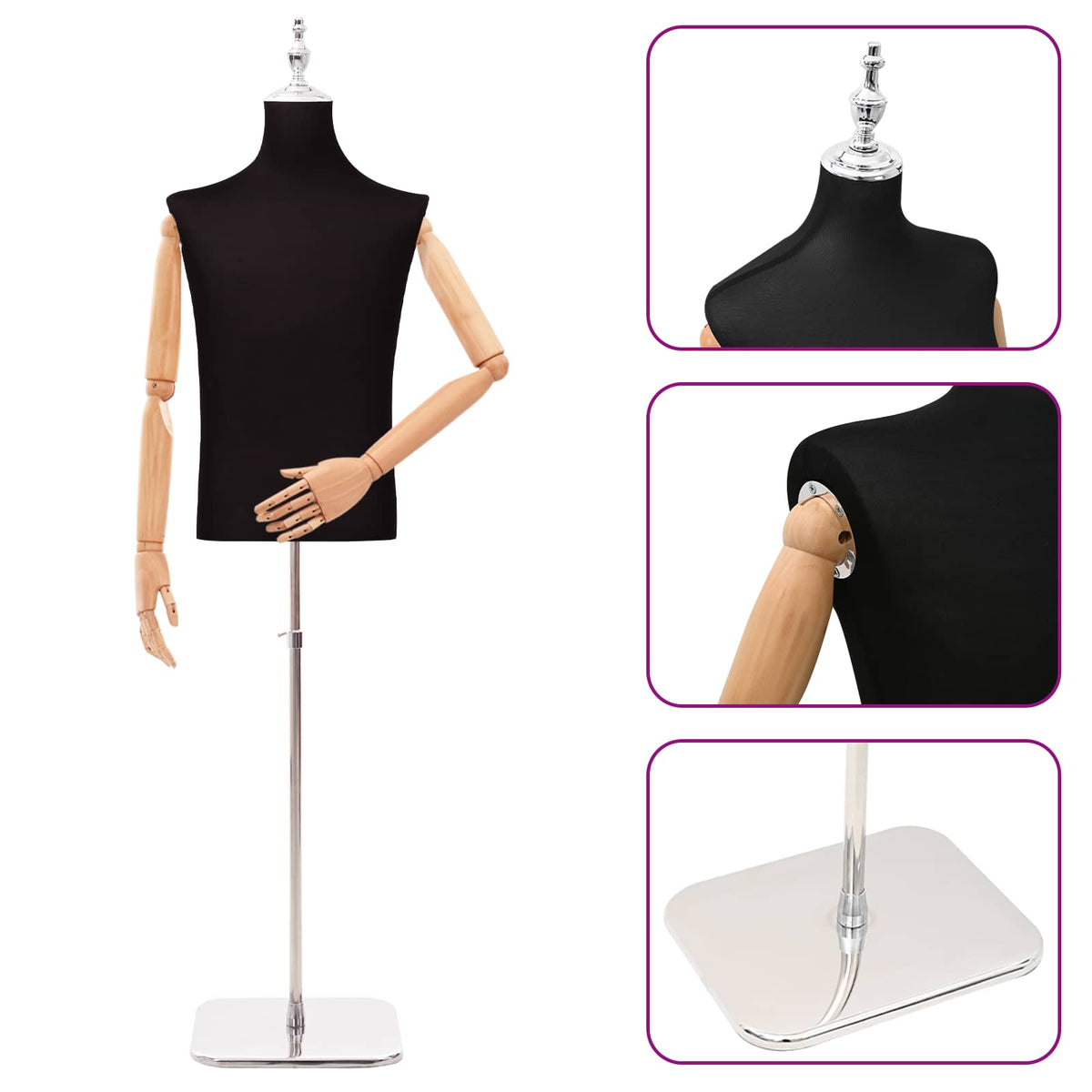 Podesiva lutka 170-218 cm s postoljem Muškarac PP Crna