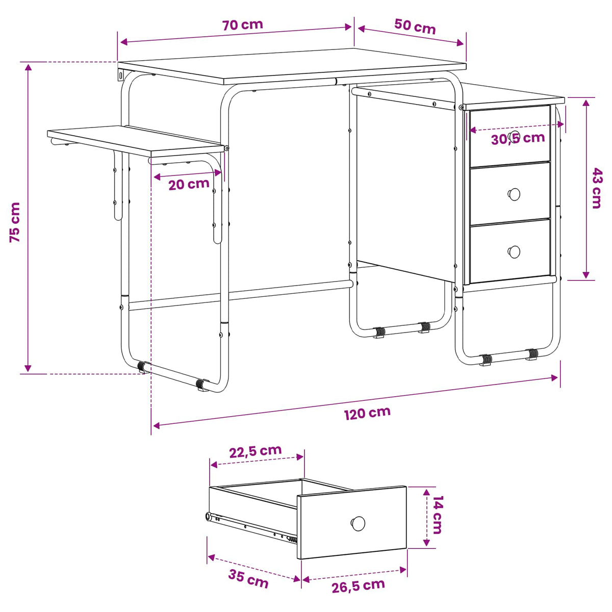 Stol s pohranom Dimljeni hrast 120 x 50 x 75 cm
