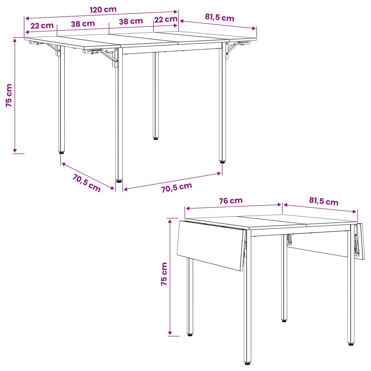 Produživi blagovaonski stol 120 x 81,5 x 75 cm Staro drvo