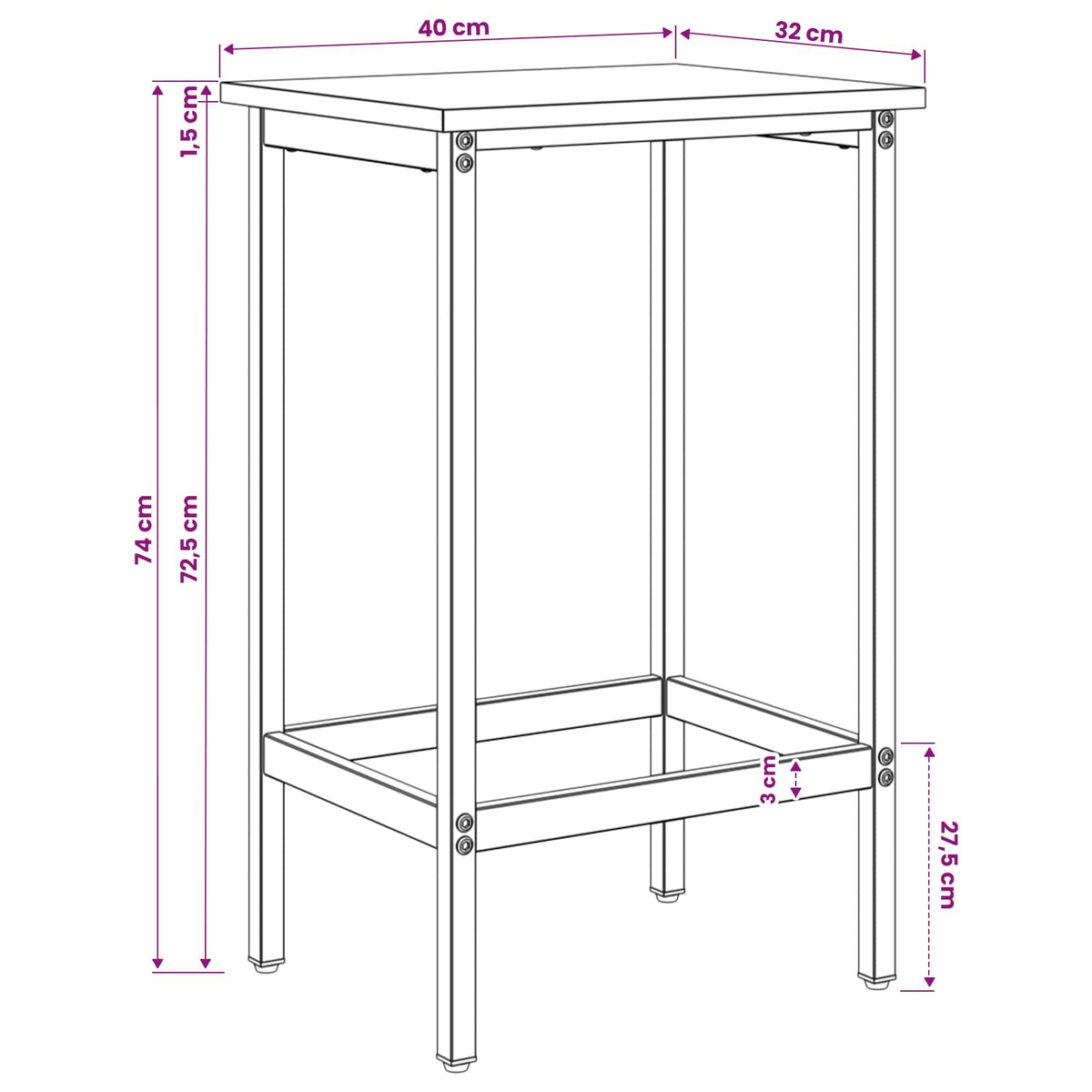 Barska stolica 2 kom. Staro drvo 40 x 32 x 74 cm