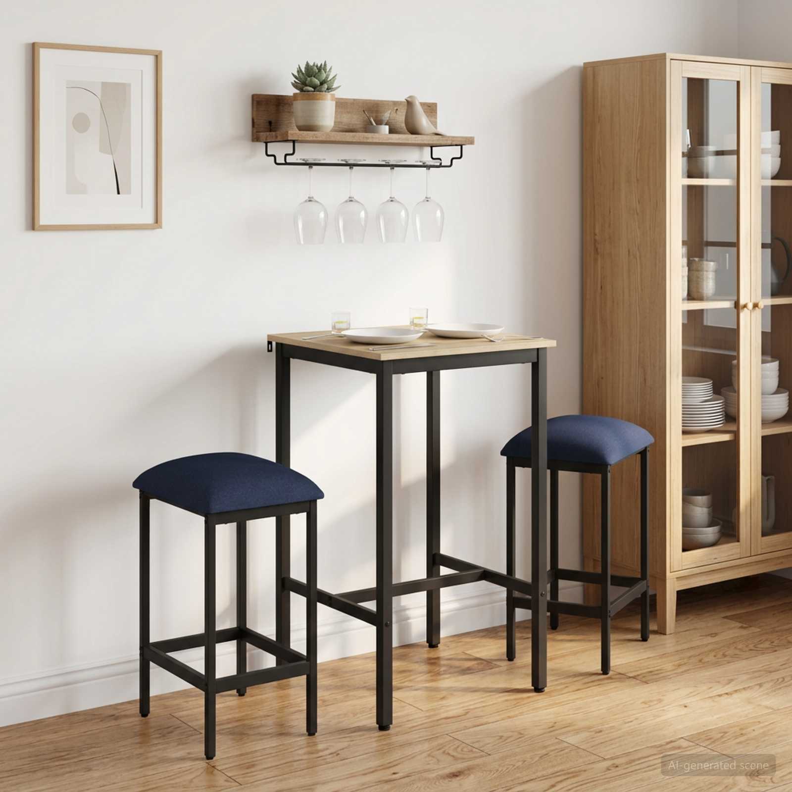 Barska stolica 2 kom. Plava 40 x 32 x 64 cm Konstruirano drvo