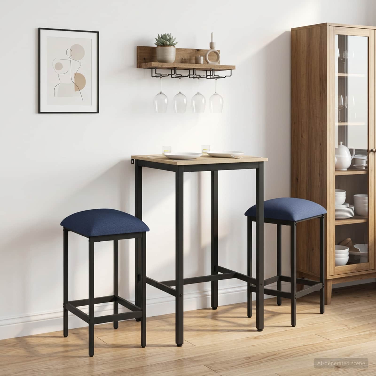 Barska stolica 2 kom. Plava 40 x 32 x 74 cm Konstruirano drvo