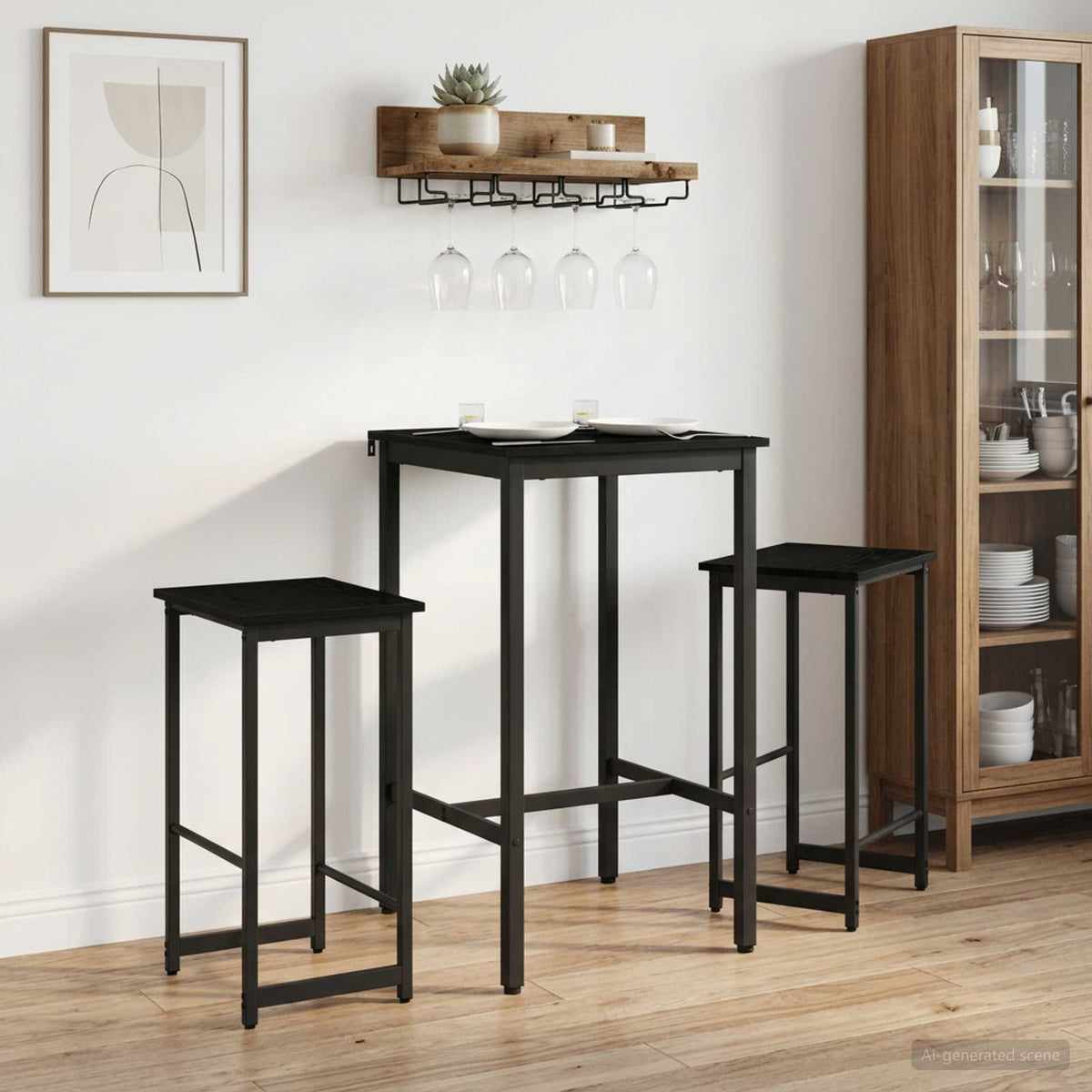 Barska stolica 2 kom. Crni hrast 40 x 32 x 64 cm